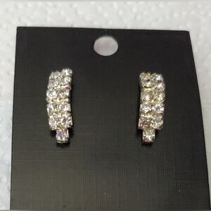 Lovely Rhinestone Dressy Pierced Earrings**Curved**Special Occasion